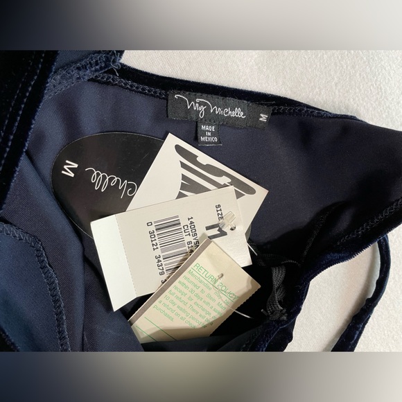 Vintage 90s Navy Velvet Mini Dress Y2K Slip Dress Party Goth Fairy Grunge Size M - Picture 5 of 12